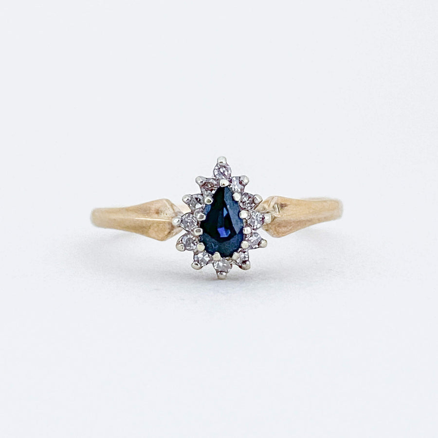 Vintage Sapphire & Diamond Drop Halo Ring
