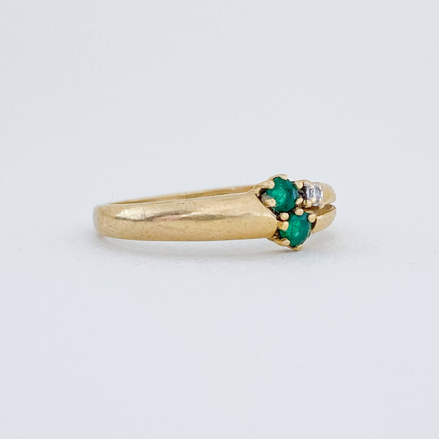 Vintage Emerald & Diamond Trio Ring