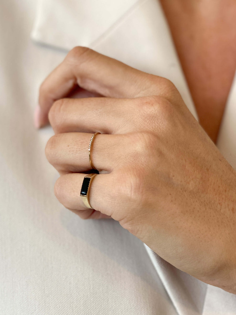 Vintage Onyx Bar Pinky Ring