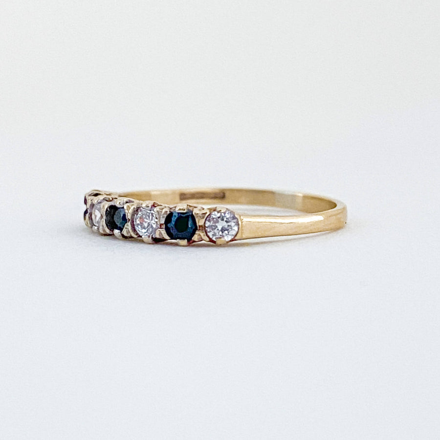 Vintage Sapphire & CZ Eternity Ring