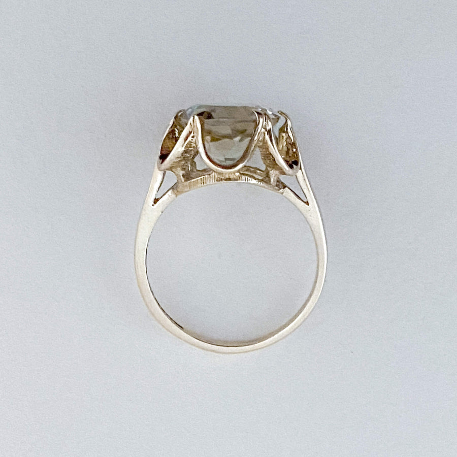 Vintage Lemon Quartz Crown Ring