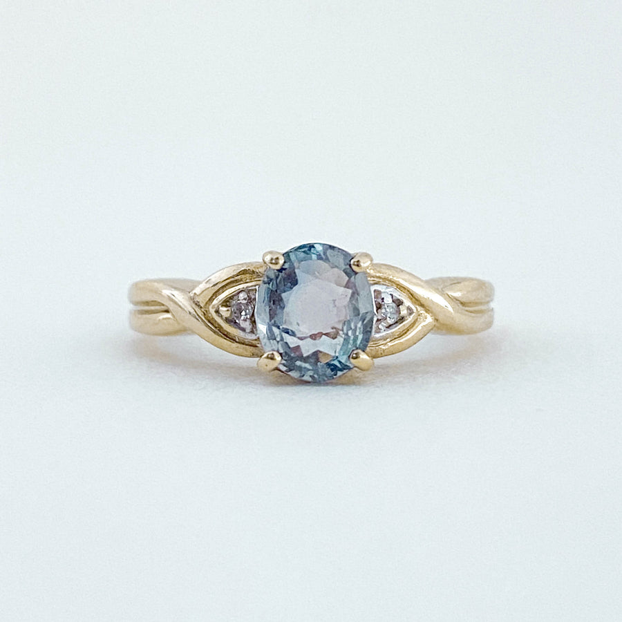 Vintage Topaz & Diamond Wavy Ring