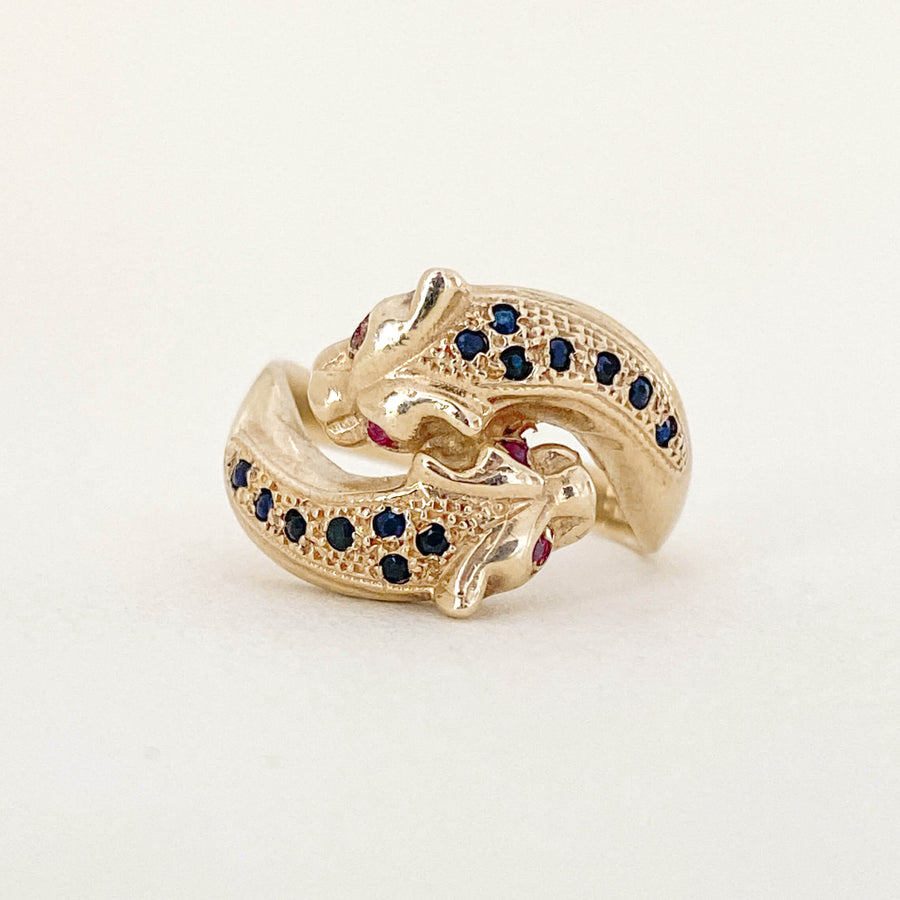 Vintage Sapphire & Ruby Panthers Ring