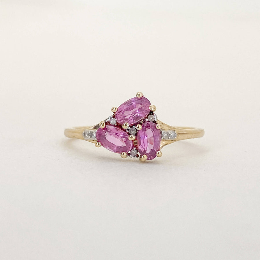 Vintage Pink Sapphire & Diamond Amour Ring
