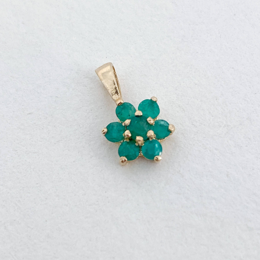 Vintage Emerald Flower Pendant