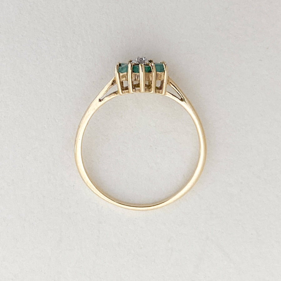 Vintage Emerald & Diamond Flower Ring