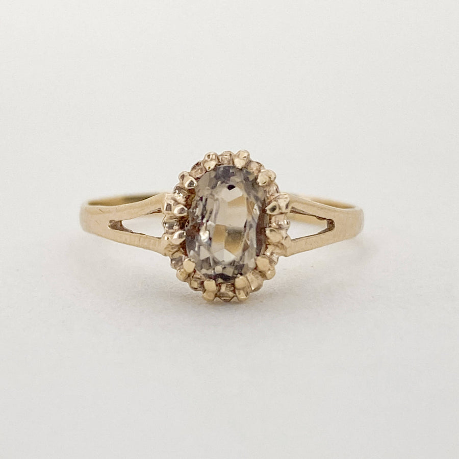Vintage Smoky Quartz Oval Claw Petit Ring