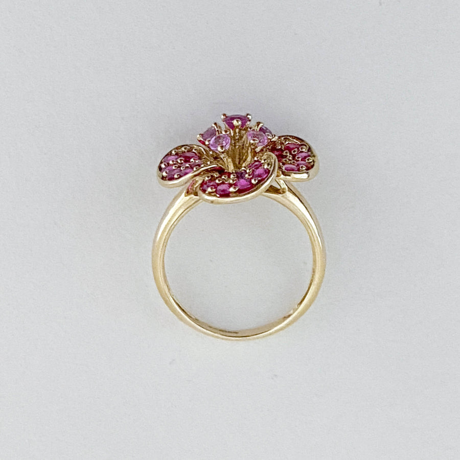 Vintage Ruby & Sapphire Flower Cocktail Ring