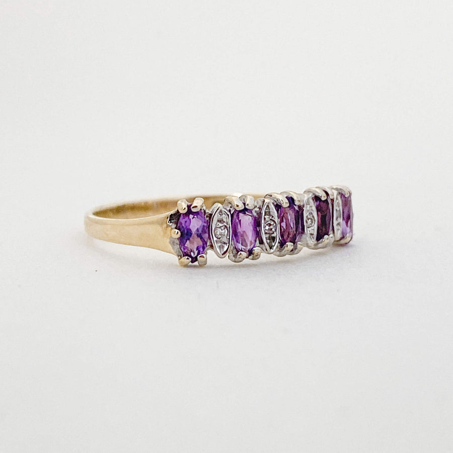 Vintage Amethyst & Diamond Band Ring