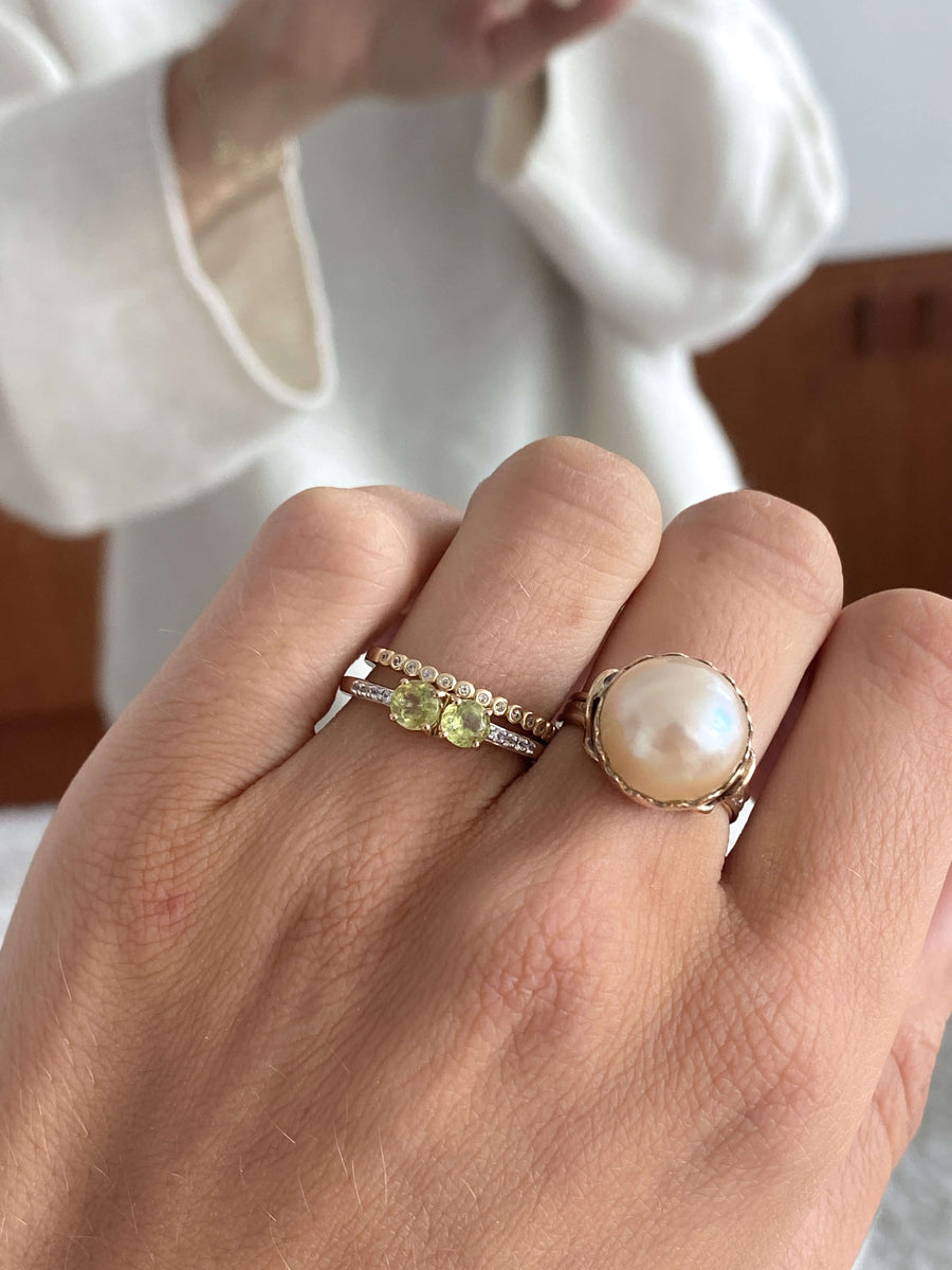 Vintage Peridot & Diamond Deux Ring