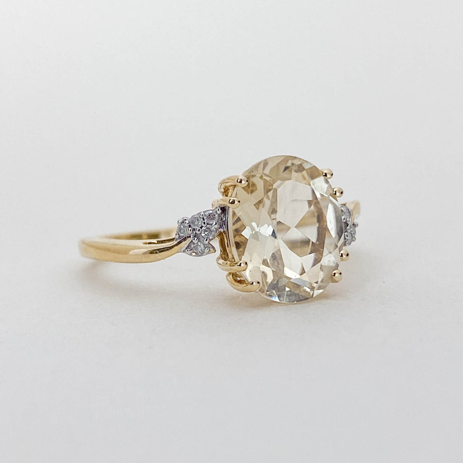Vintage Citrine & Diamond Branches Ring