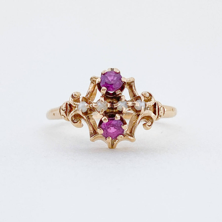 Vintage Ruby & Pearl Boudoir Ring