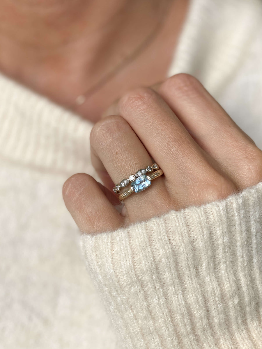 Vintage Aquamarine & Diamond Baguette Ring