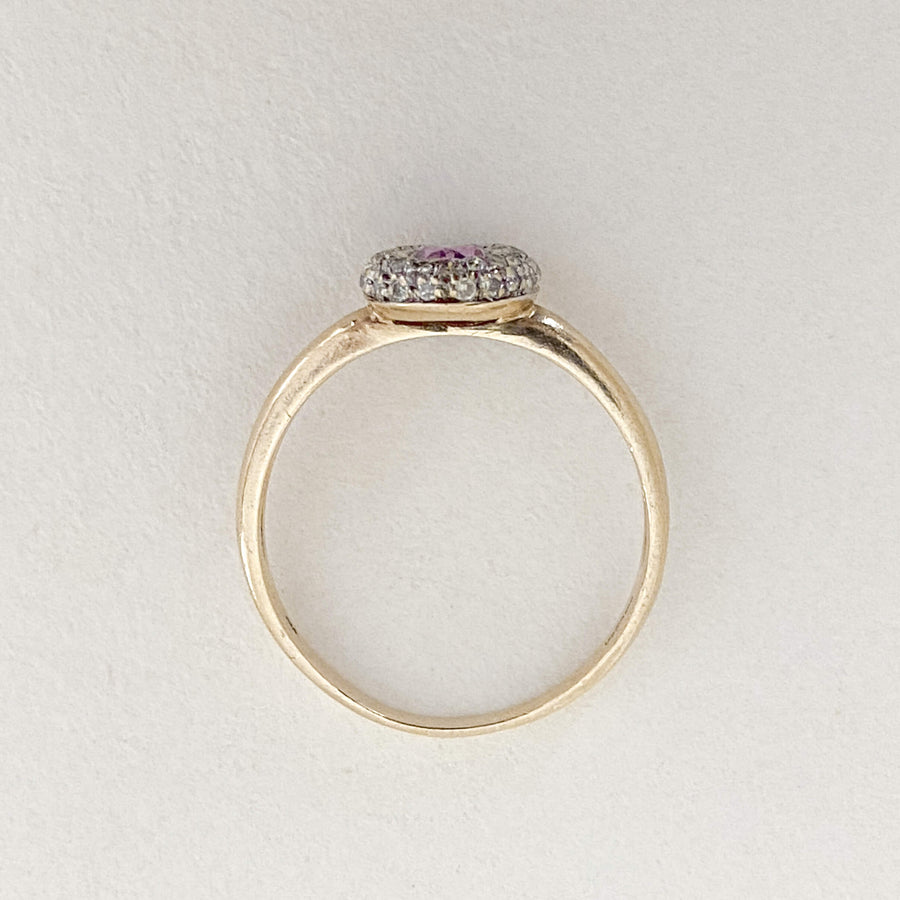 Vintage Amethyst & Diamond Halo Ring