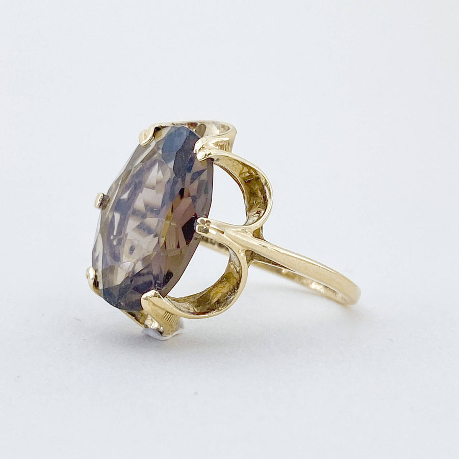 Vintage Smoky Quartz Crown Ring