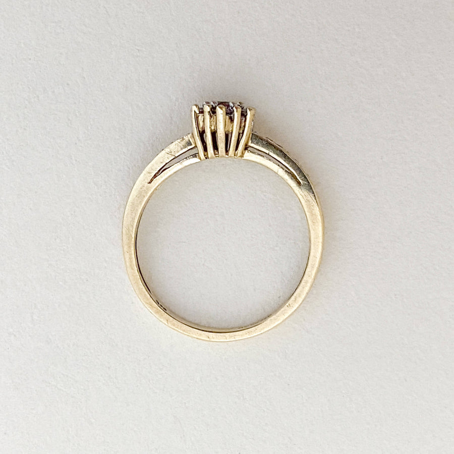 Vintage Champagne & Clear Diamond Flower Ring