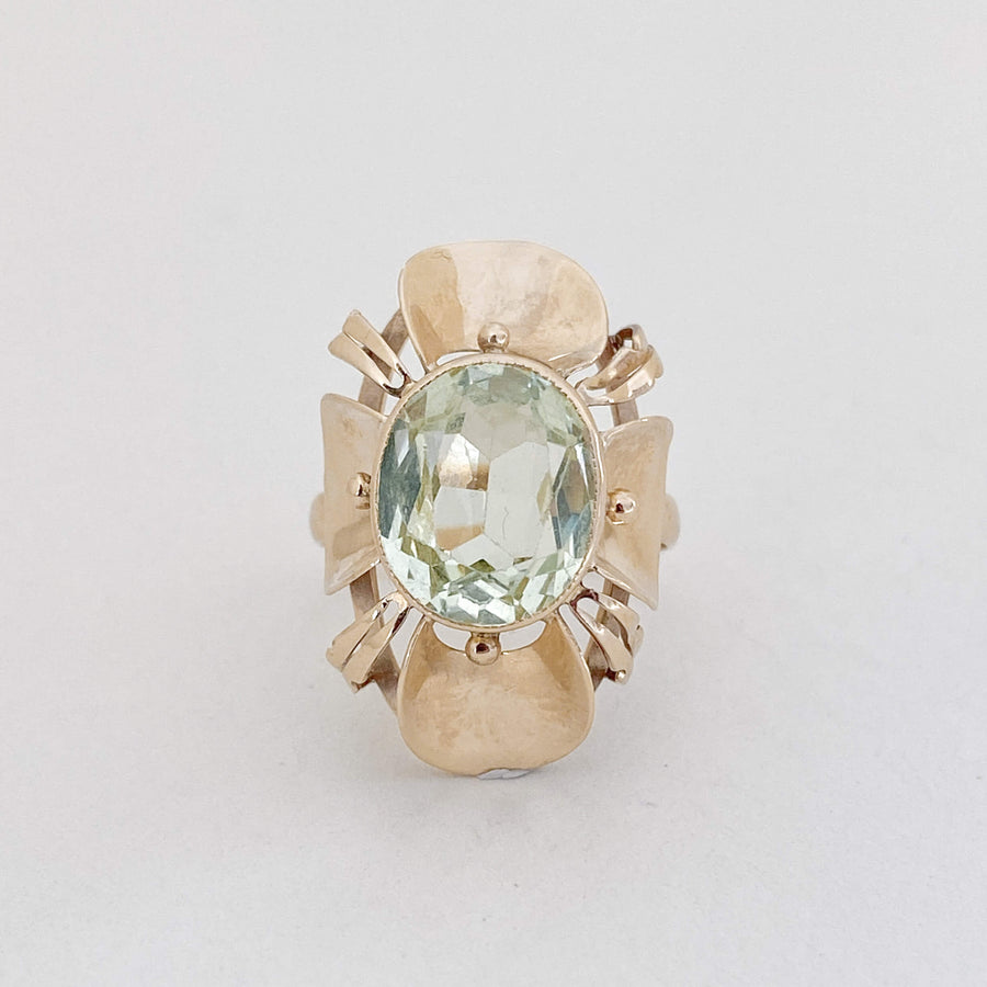 Vintage Chrysolite Flower Cocktail Ring