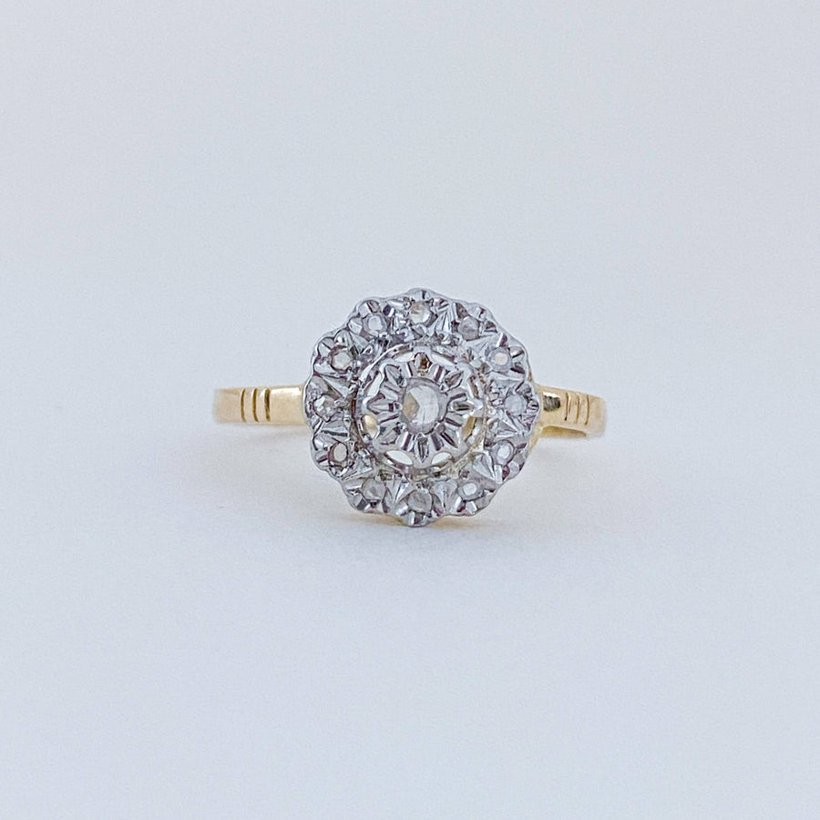 Vintage Diamond Ice Flower Ring