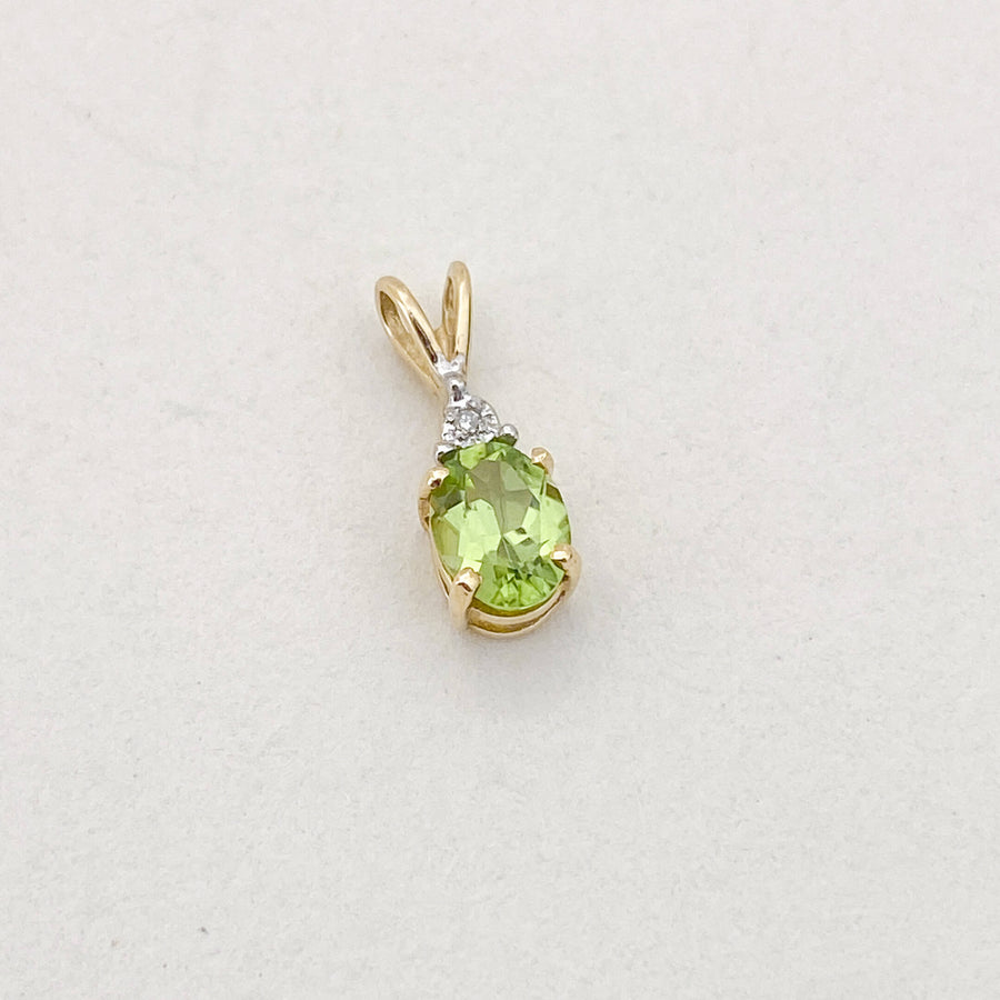 Vintage Peridot & Diamond Oval Pendant