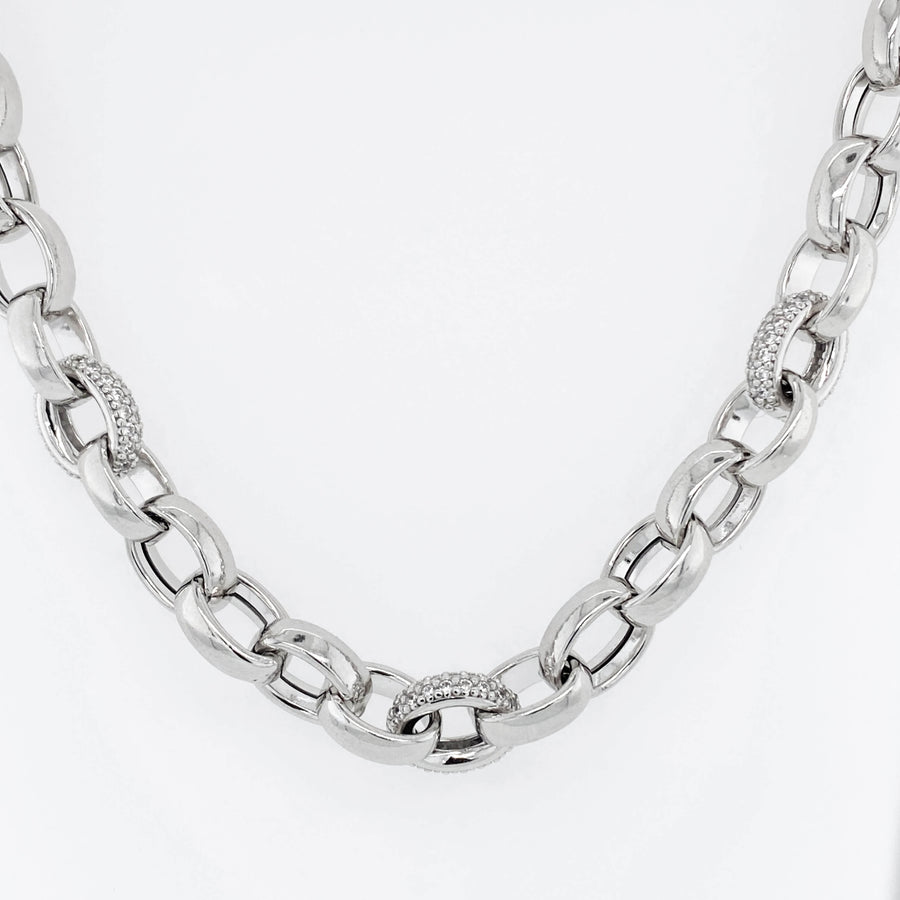 Silver CZ Jasseron Necklace