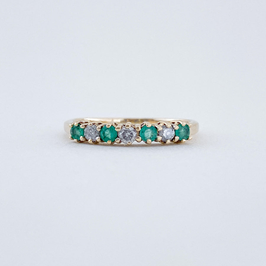 Vintage Emerald & Diamond Half Eternity Ring