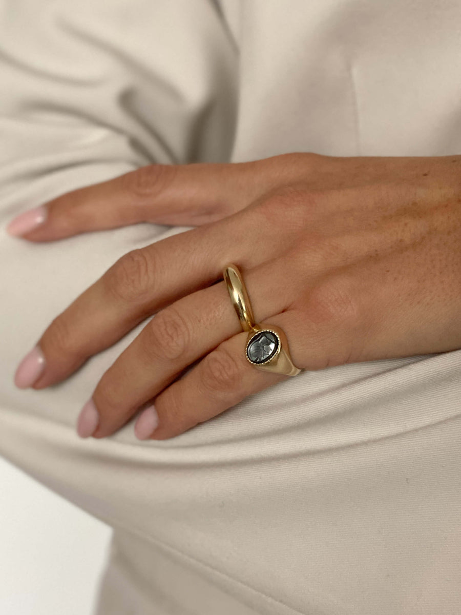 Vintage Hematite Signet Ring