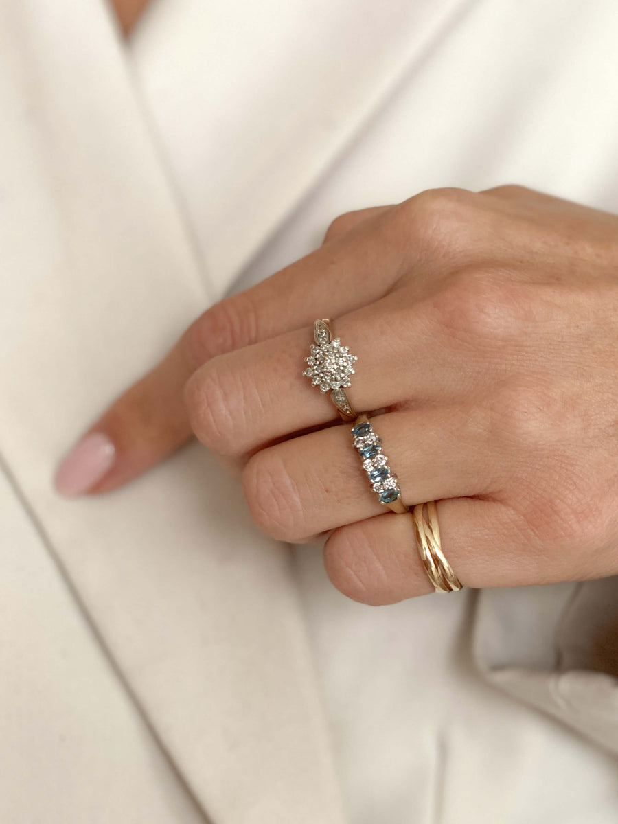 Vintage Quartz & CZ Azul Ring