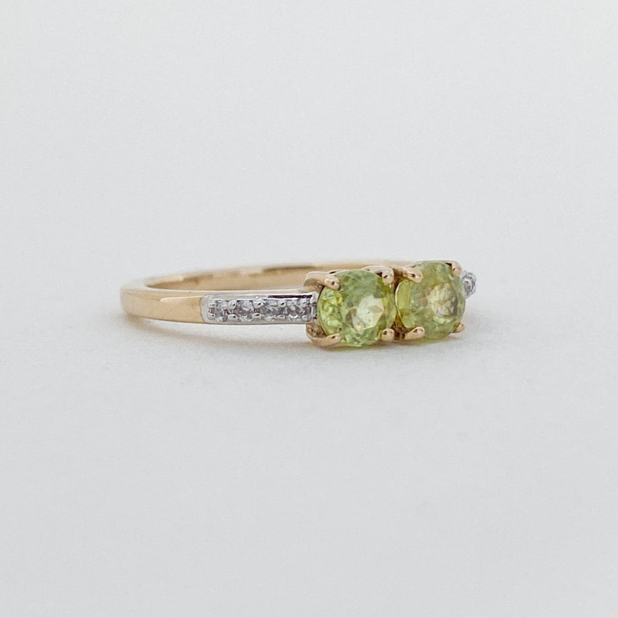 Vintage Peridot & Diamond Deux Ring