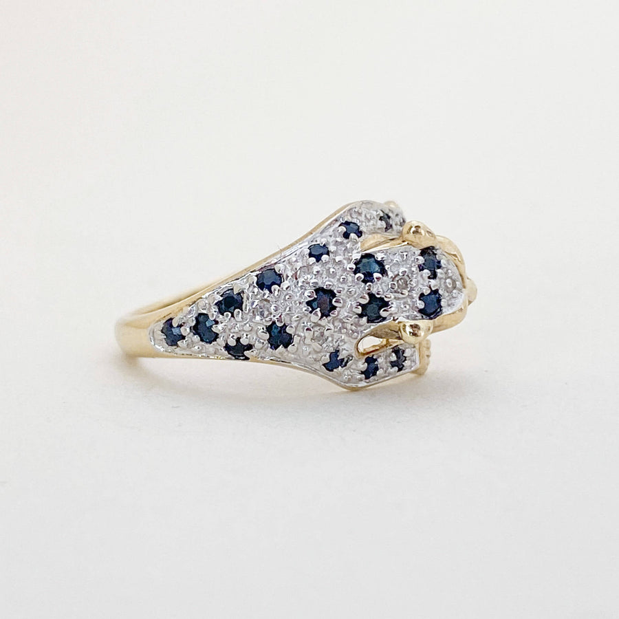 Vintage Sapphire & Diamond Panther Ring