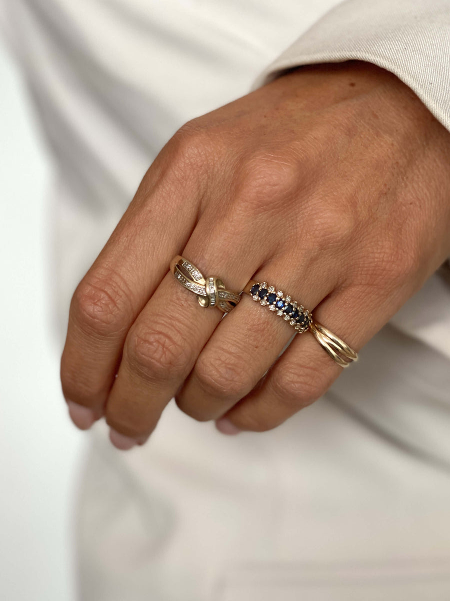 Vintage Sapphire & Diamond Row Ring