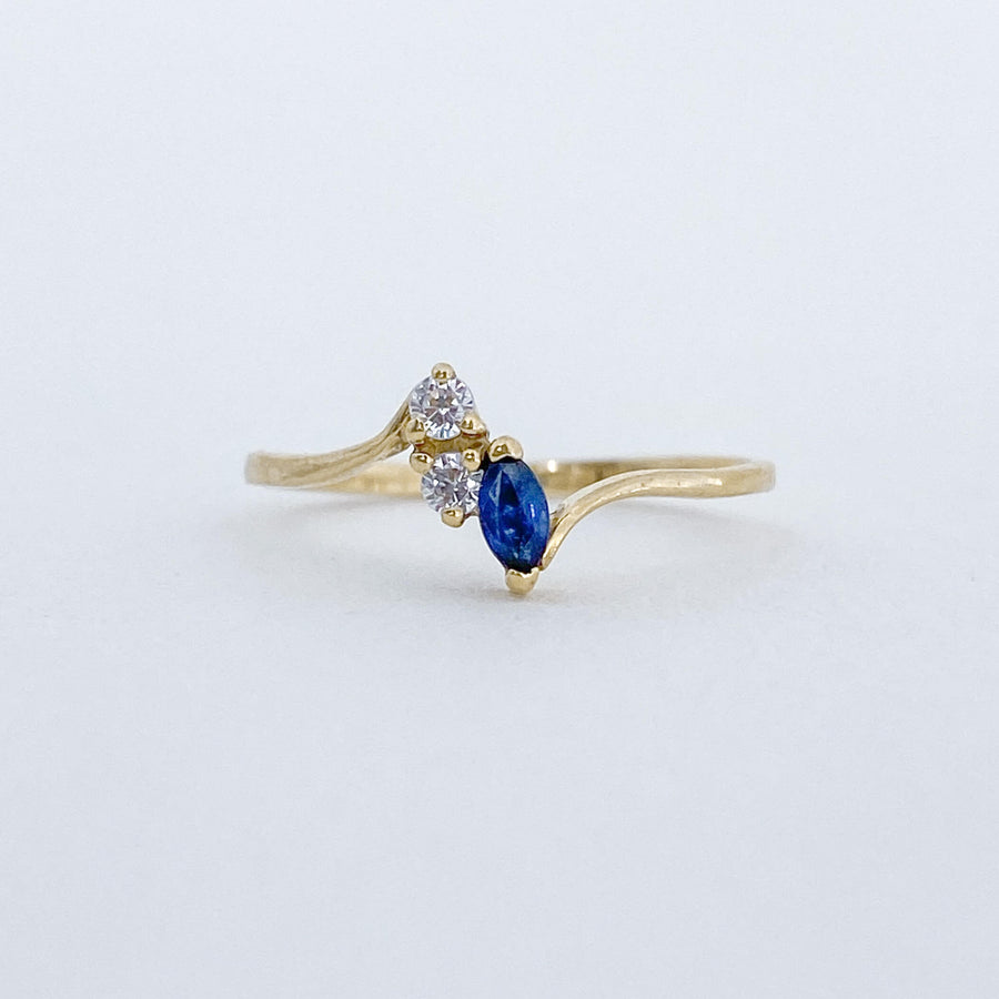 Vintage Sapphire & CZ Asymmetria Ring