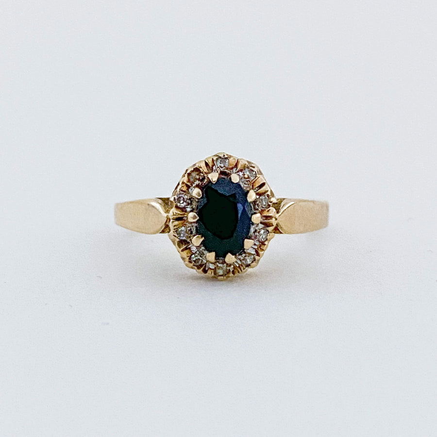Vintage Sapphire & Diamond Halo Ring