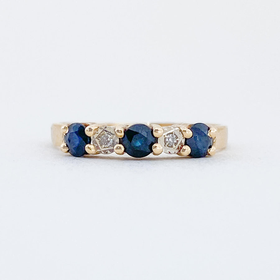 Vintage Sapphire & Diamond Half Eternity Ring