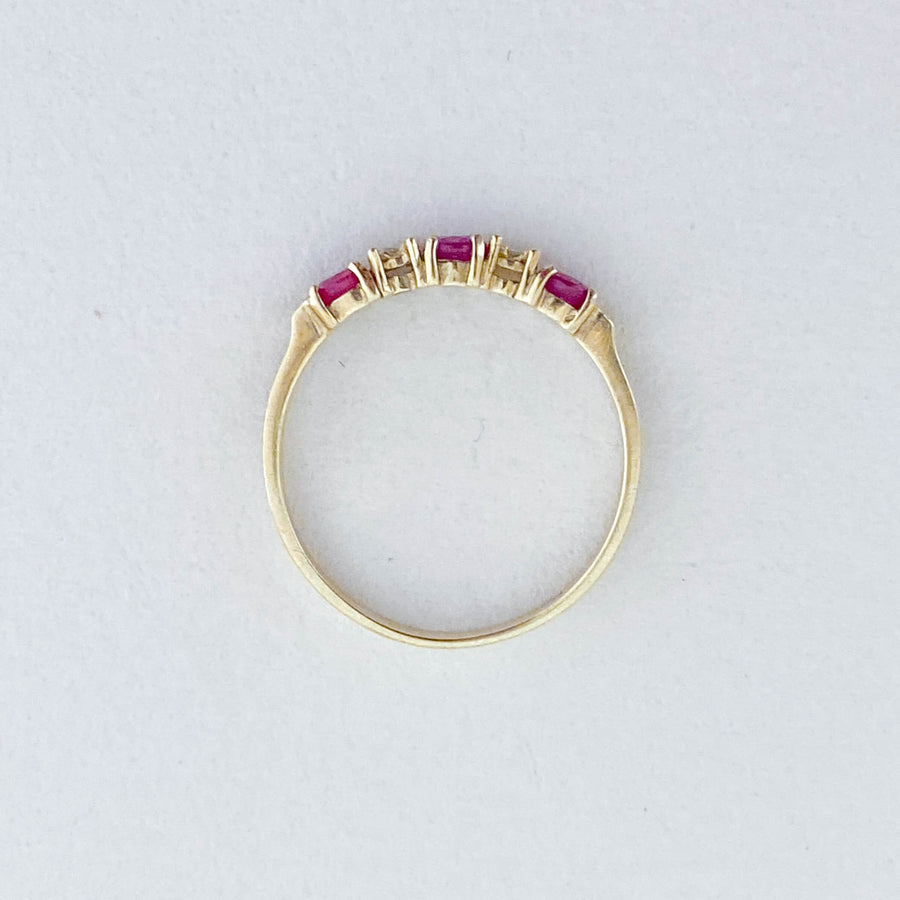 Vintage Ruby & Diamond Half Eternity Ring