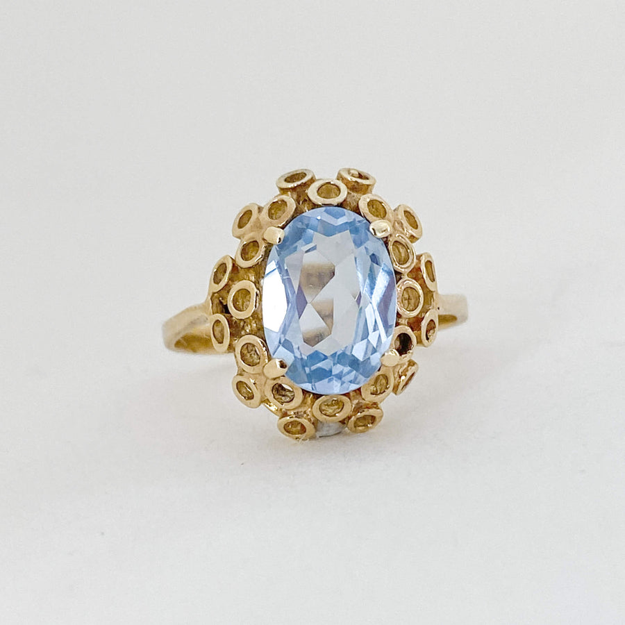Vintage Aquamarine Anémone Ring