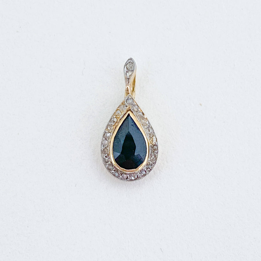 Vintage Sapphire & Diamond Teardrop Pendant