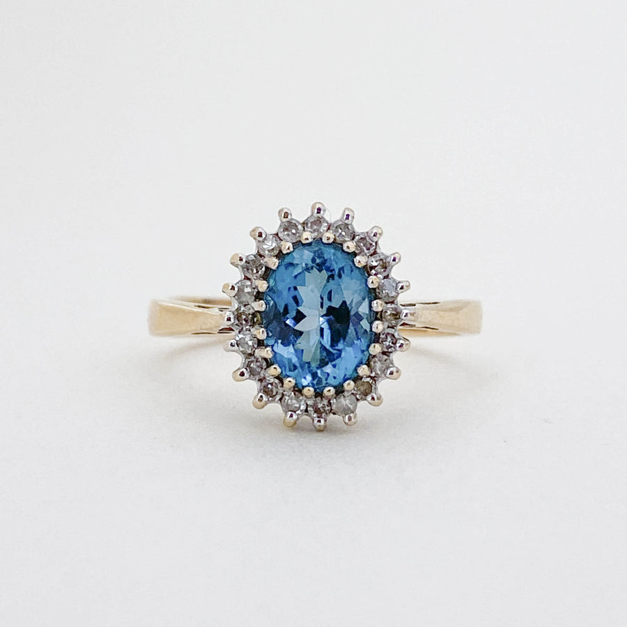 Vintage Topaz & Diamond Halo Ring