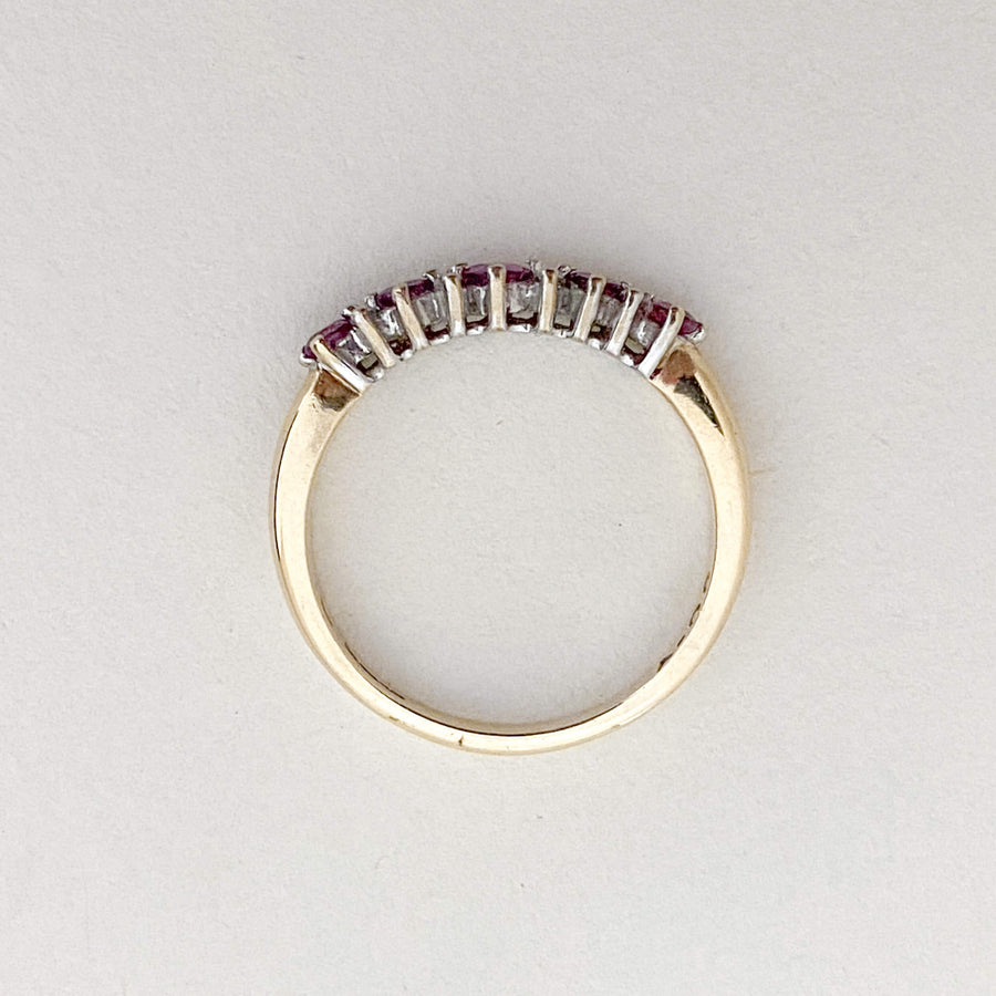 Vintage Ruby & Diamond Half Eternity Ring