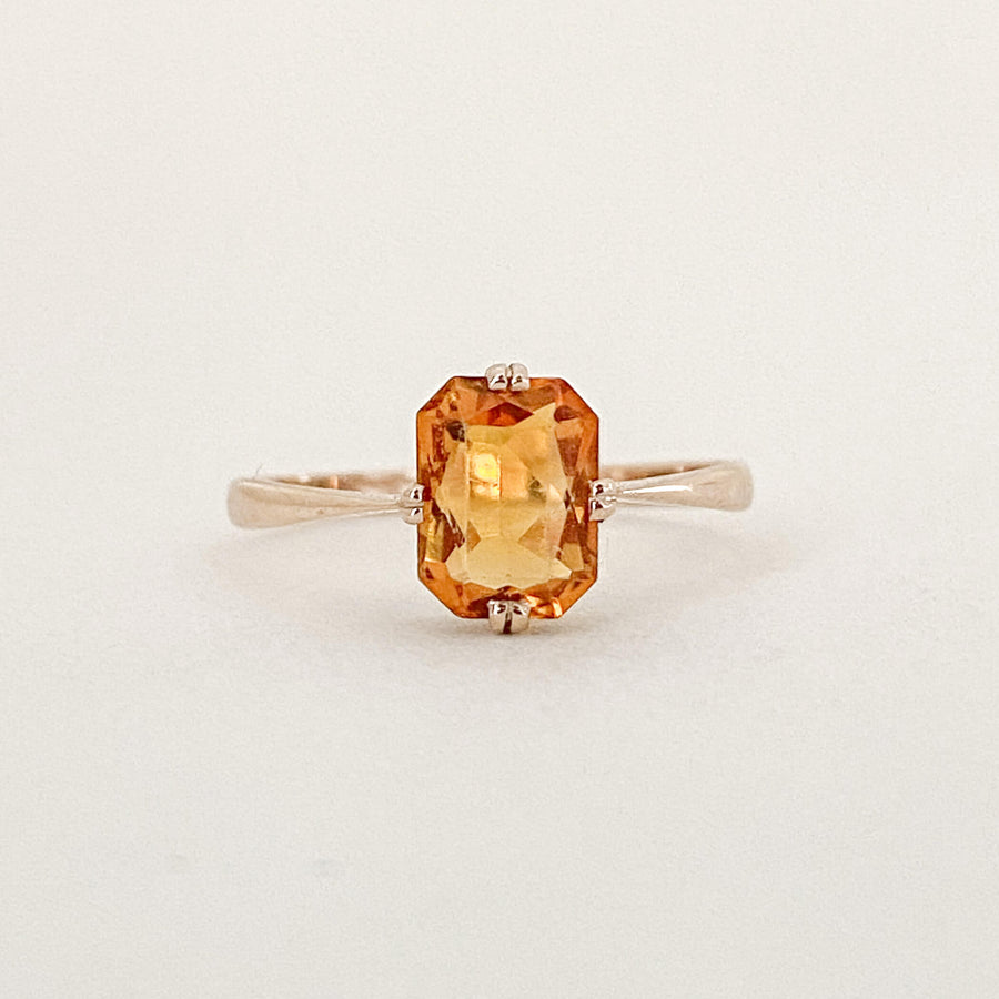 Vintage Citrine Cushion Ring