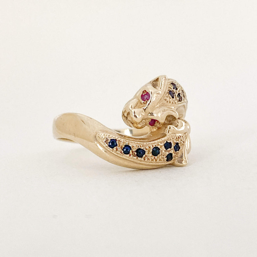 Vintage Sapphire & Ruby Panthers Ring
