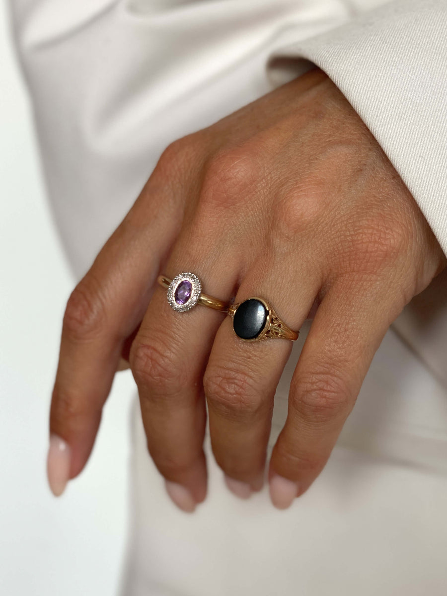 Vintage Amethyst & Diamond Halo Ring
