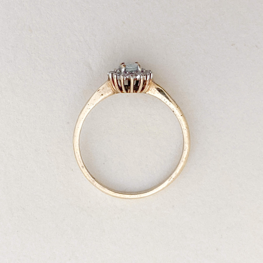 Vintage Aquamarine & Diamond Halo Ring