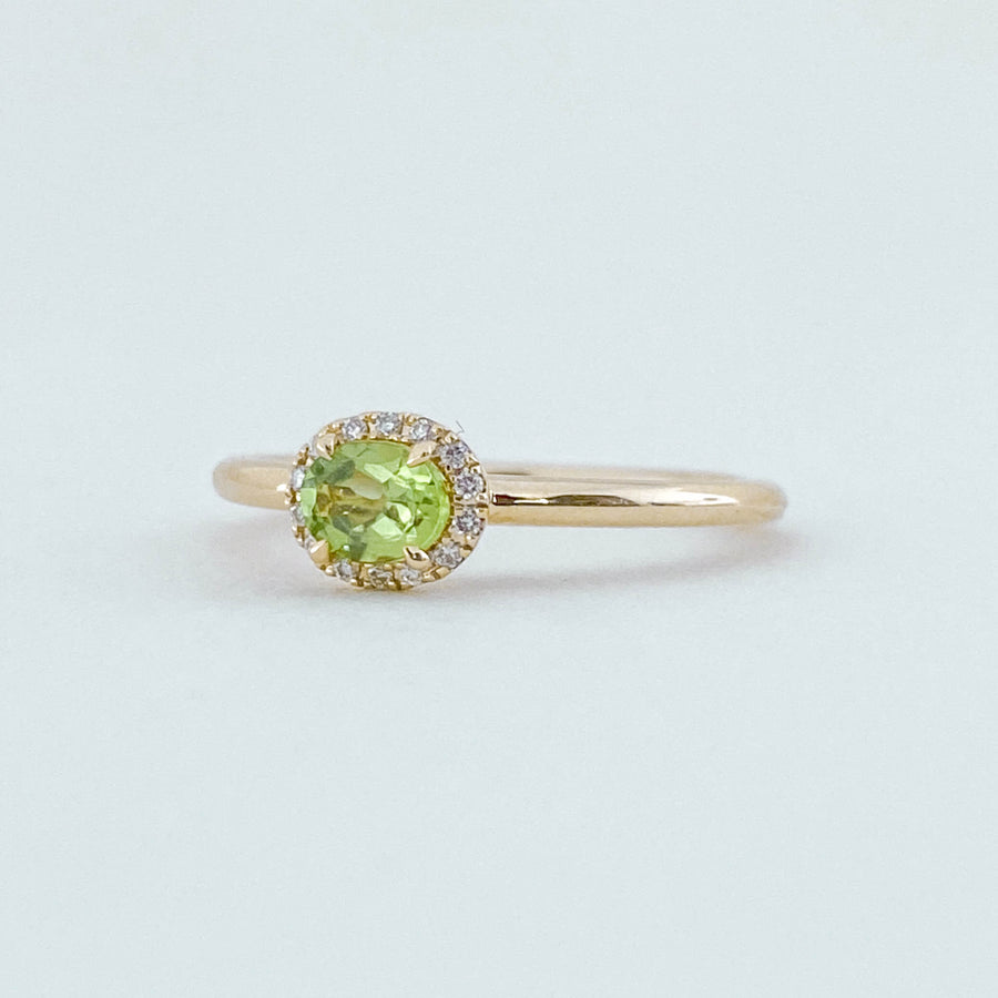 Peridot & Diamond Halo Petite Ring