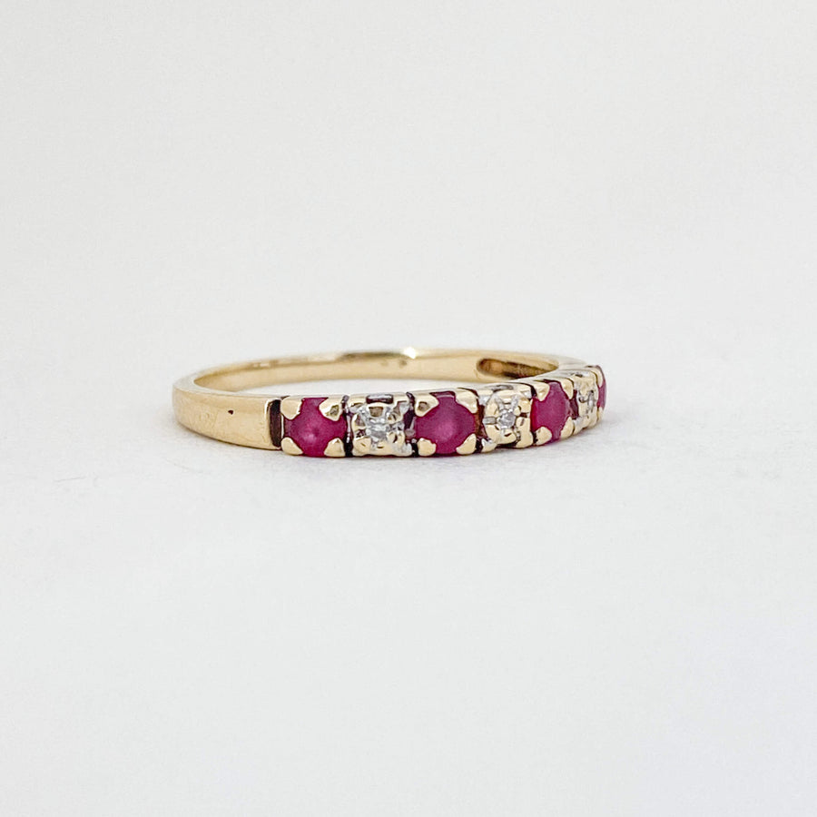 Vintage Ruby & Diamond Half Eternity Ring