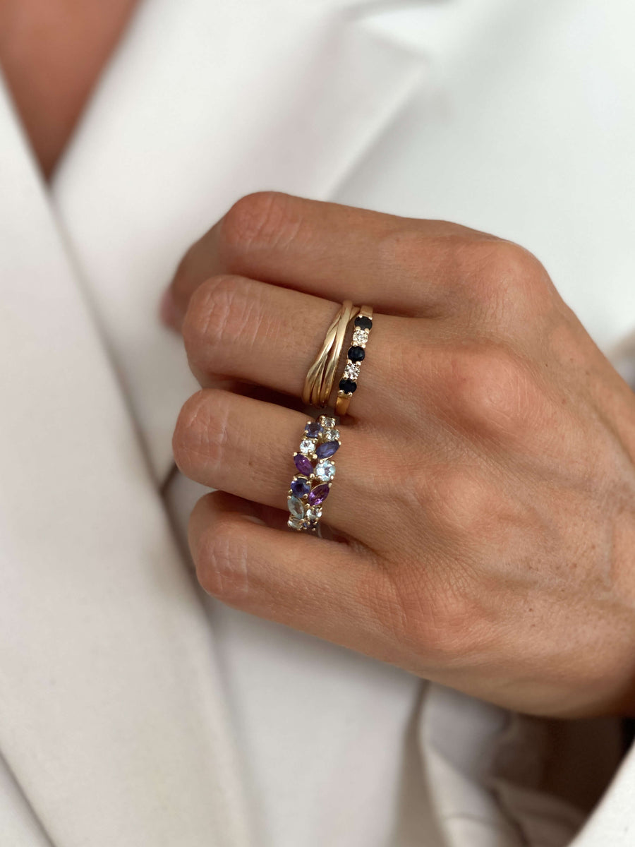 Vintage Sapphire & Diamond Half Eternity Ring