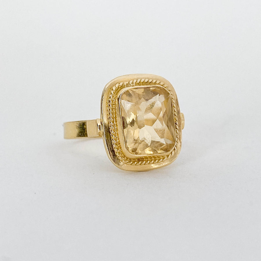 Vintage Citrine Cushion Rope Ring
