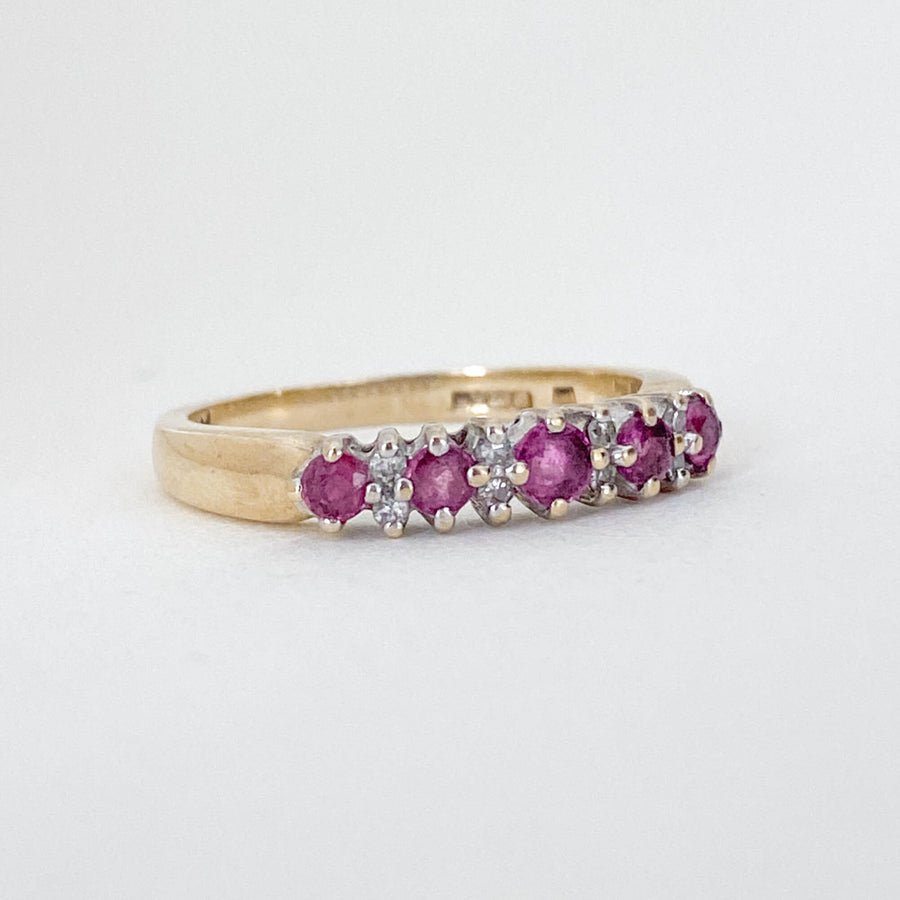 Vintage Ruby & Diamond Half Eternity Ring