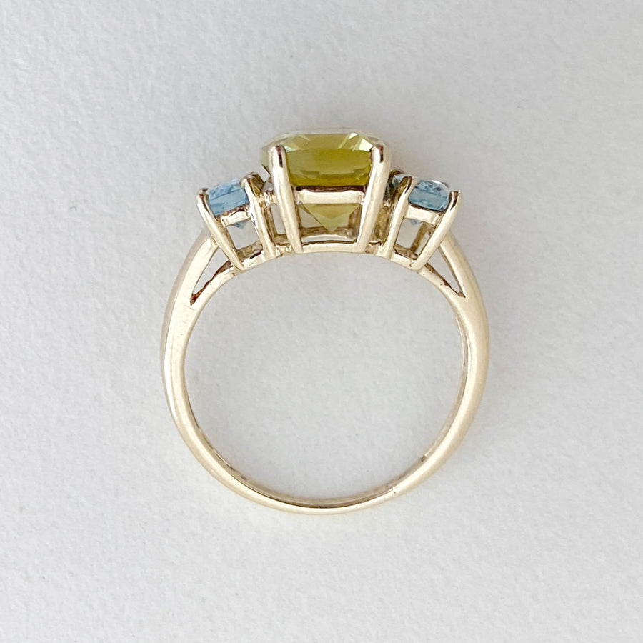 Vintage Peridot & Aquamarine Trilogy Ring