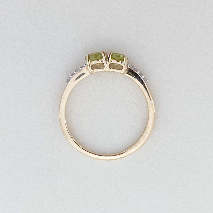 Vintage Peridot & Diamond Deux Ring