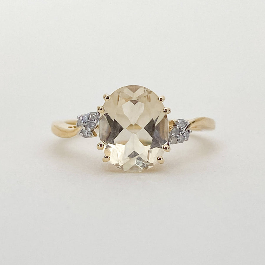 Vintage Citrine & Diamond Branches Ring